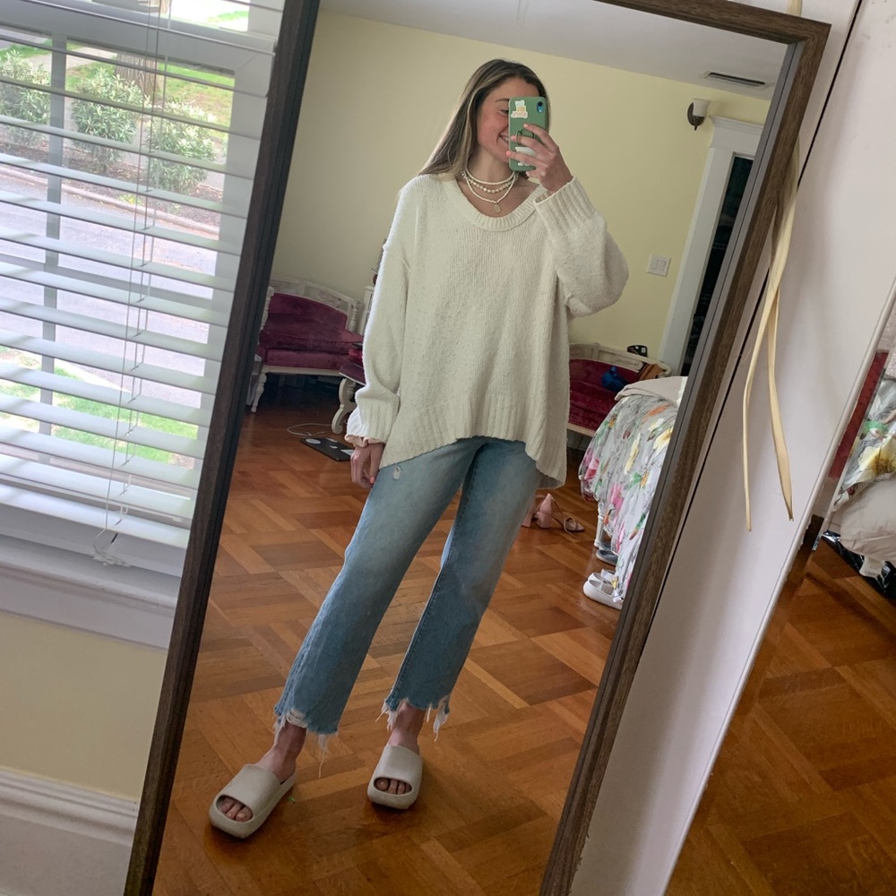 Free People Cream Oversized Sweater